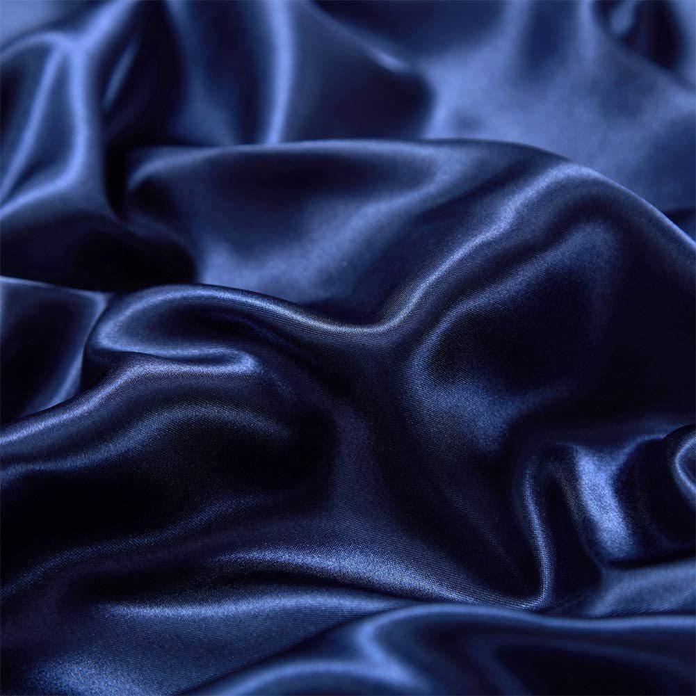 FLXXIE Confezione da 2 federe in raso per pelle e capelli, lussuose e setose federe con chiusura a busta, blu navy, 50 x 75 cm