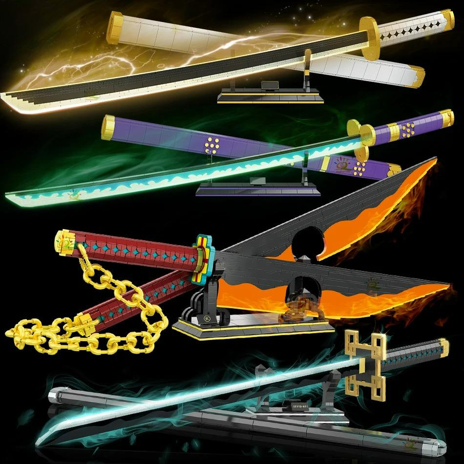 Samurai Sword Building Blocks Ninja Blade Katana Japanese Anime Butterfly Nichirin Knife Bricks Toys for Adult