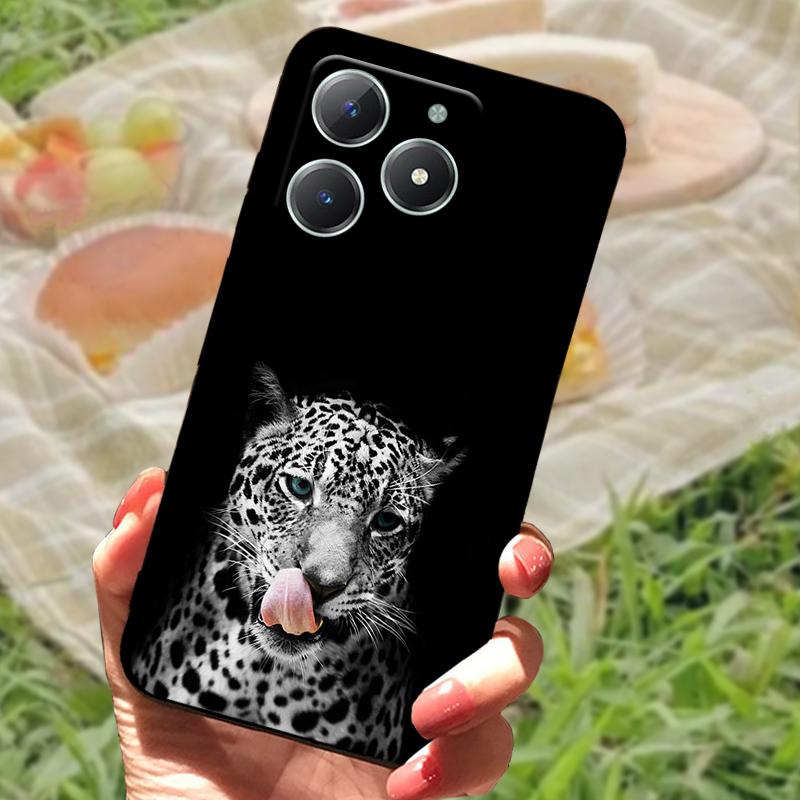 For Realme C61 4G Case Fashion Cartoon Black Silicone Soft TPU Back Cover For Oppo Realme C63 Protective Fundas Coque Cases