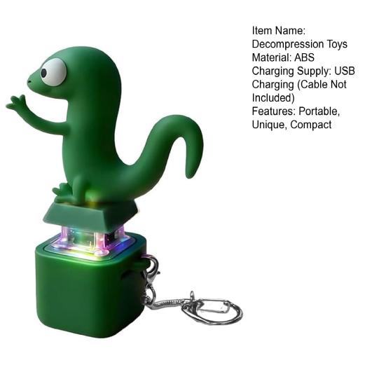 Echsen-Knopf-Schlüsselanhänger Dekompressionsspielzeug Lustige Echsen-Geräusche und Blitzeffekte Wiederaufladbar Tragbar Stressabbau Fidget-Spielzeug für alle Altersgruppen