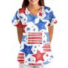 Women’s Loose Fit V Neck Short Sleeve Printed Nurse Scrub Top with Pocket Comfortable Uniform