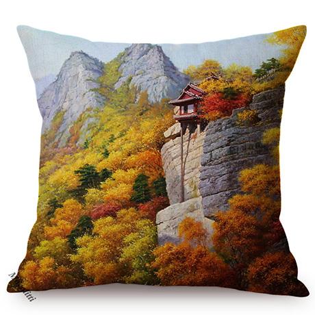 Nordic Rural Landscape Oil Painting Art Sofa Decoration Cushion Cover Rivers Scenery Style Car Chair Throw Pillow Case Cojines