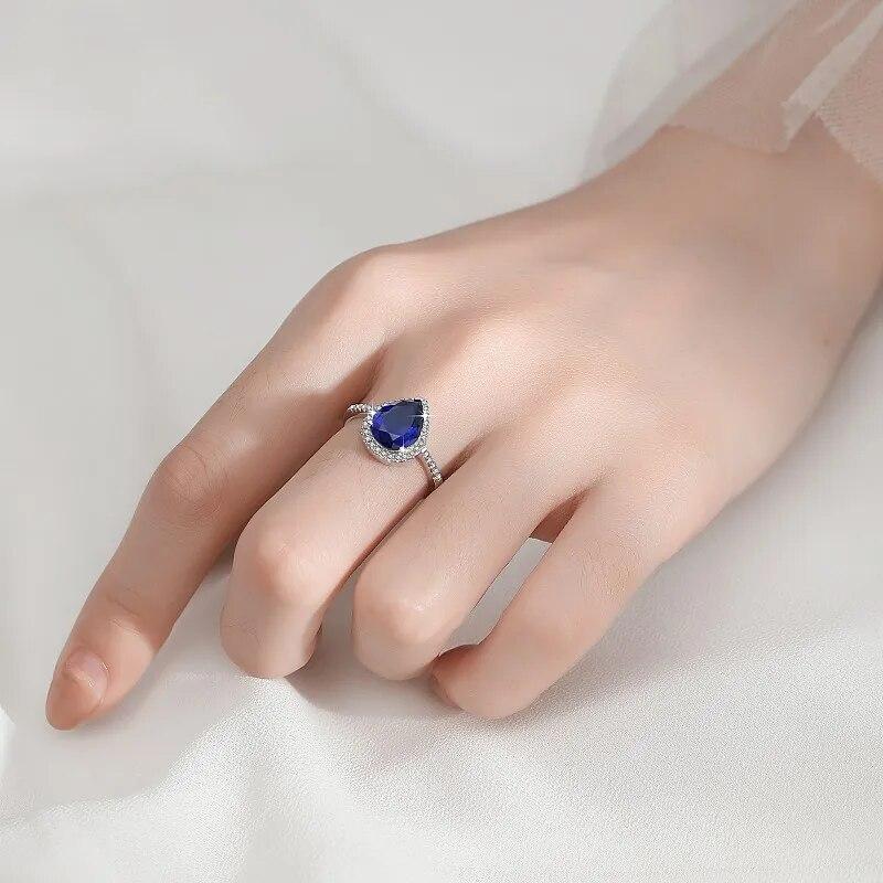 Bague Moissanite Véritable Taille Poire 3CT 8*10mm pour Femmes Bijou Étincelant de Qualité de Luxe Argent Sterling S925 Alliance