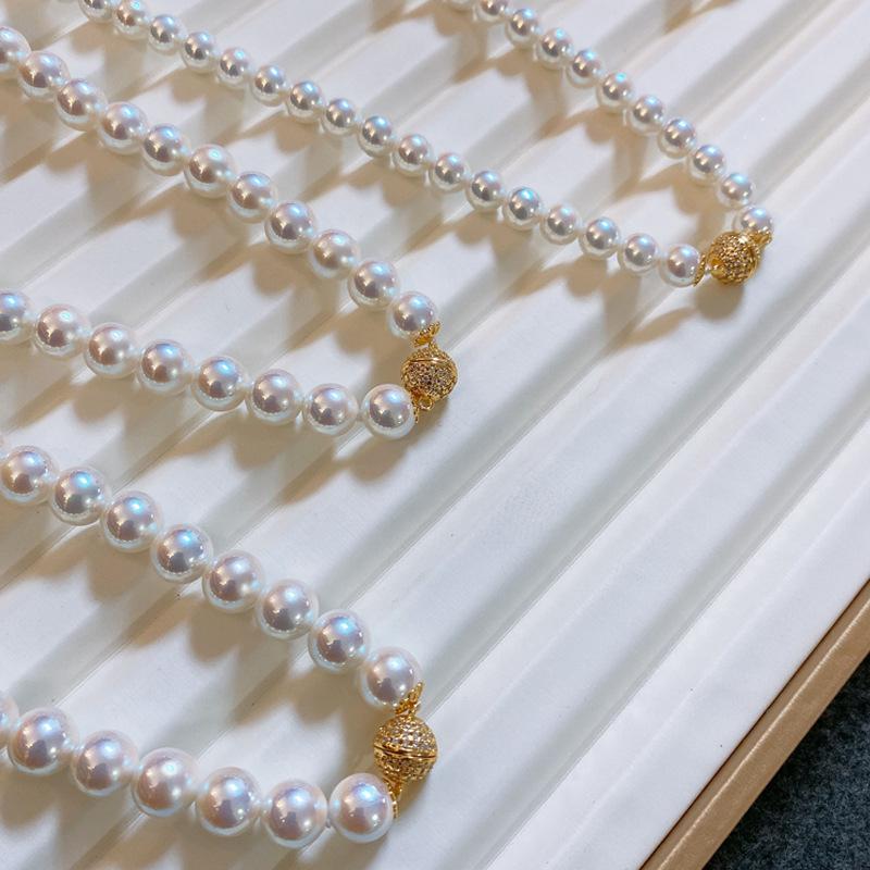Luxury High-Quality Fine Jewelry Beaded Necklace for Women - 8mm & 10mm Shell Pearl Fashion Pearl Necklace Women's Accessory
