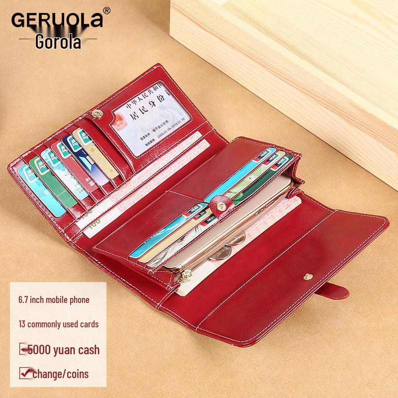 Women's Large Capacity Soft Leather Wallet with Multi-Card Holder