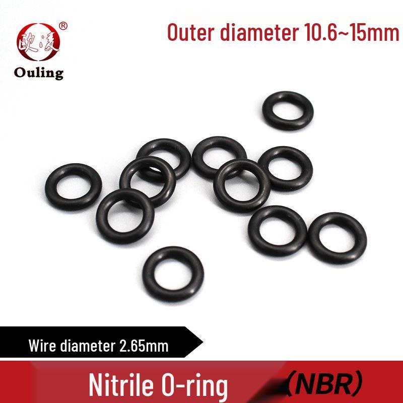 Wear-Resistant Nitrile O-Ring Seal, 10.6-15mm Inner Diameter, 2.65mm Thickness Inner Diameter 14mm (50 pcs) Black Nitrile O-ring