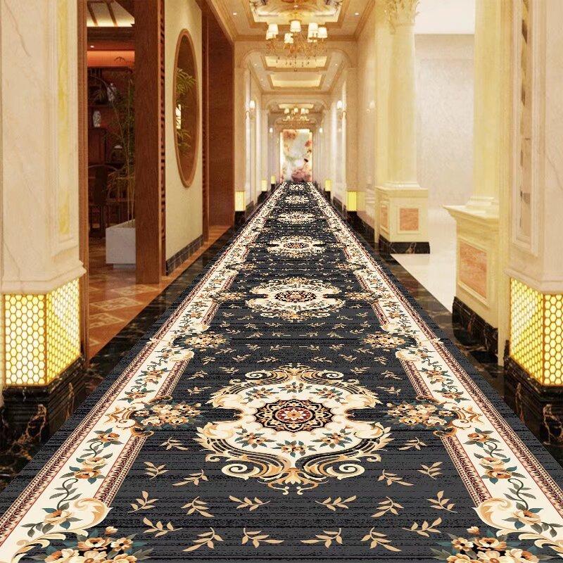 European High End Dining Hall Long Corridor Carpet Commercial Hotel Passageway Carpets Non-slip Home Lobby Carpet Runner Custom
