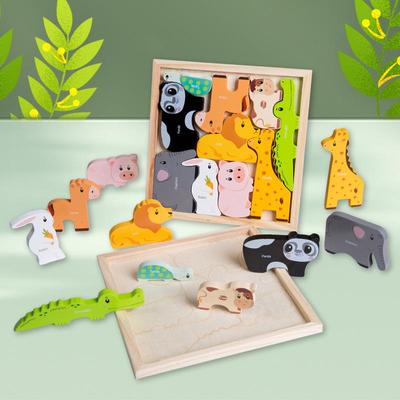 Montessori-Schnapppuzzle-Bausteine aus Holz für Kleinkinder (Alter 2–3) - Pädagogisches Spielzeug für die frühe Kindheit