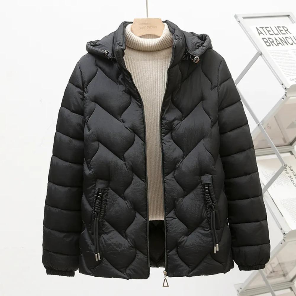 Down Padded Jacket Women's Short Autumn and Winter Lightweight Hooded Padded Jacket Mother Jacket Padded Jacket