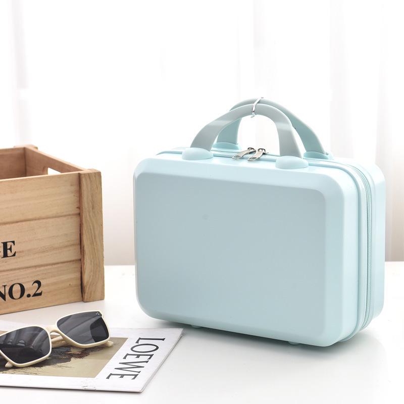 

14 Легкий мини-чемодан для макияжа, дорожный кейс с принтом 14 inches светло-синий