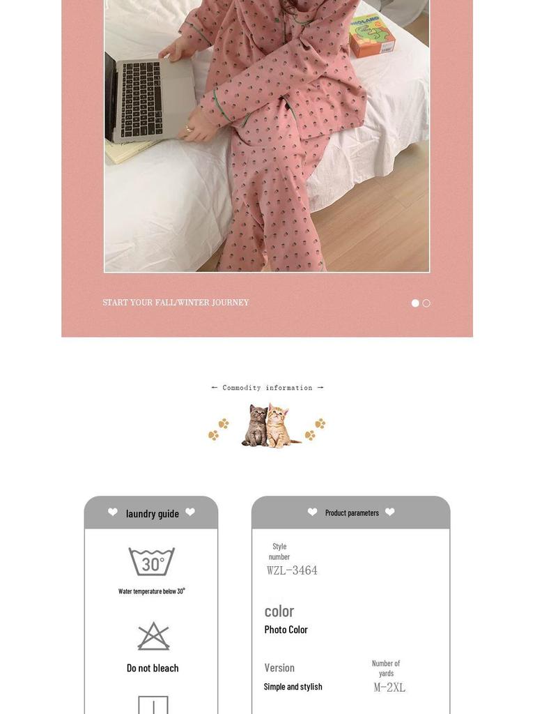 Strawberry Print Long-Sleeve Pajama Set