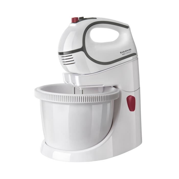Batteur électrique Taurus Giro Complet de 500W, 5 vitesses + Turbo, avec bol de 2,5L, 2 types de crochets