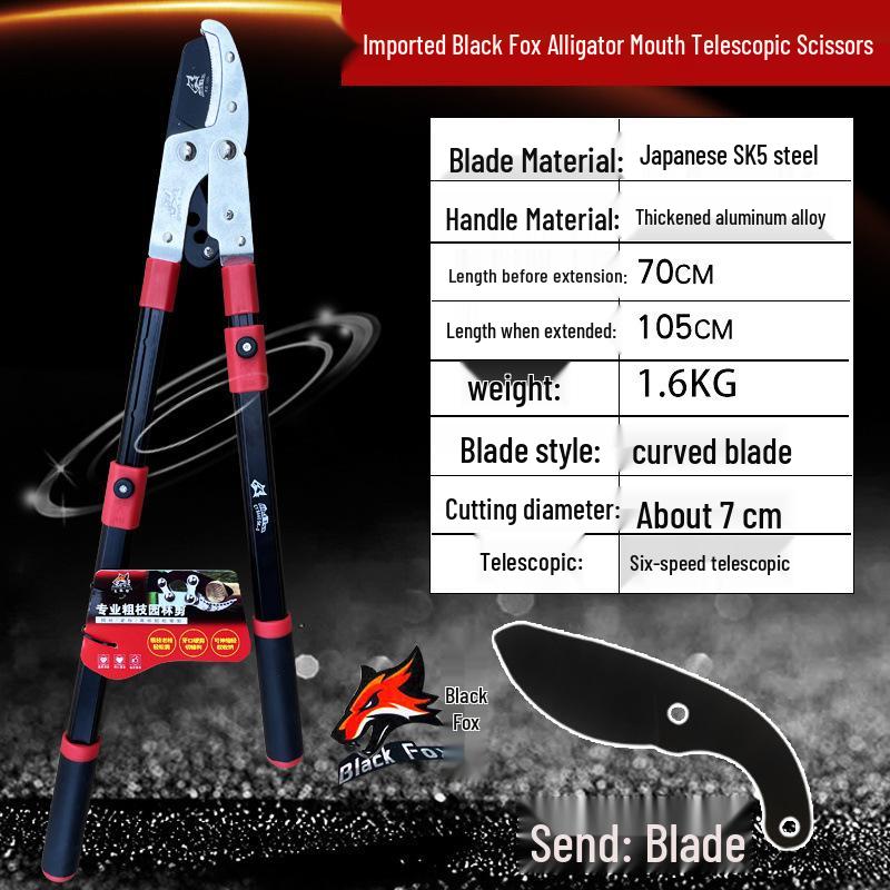 Black Fox Telescopic High Leverage Pruner for Cutting Thick Branches and Fruit Trees
