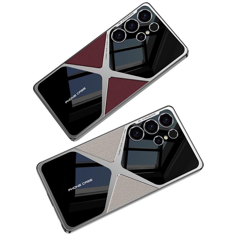 Samsung S25ultra Mobile Phone Case Electroplated Plain Leather Ultrasonic Ultrathin Case S25ultra Anti Fall Protection Case