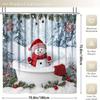 4Pcs Bathroom Shower Curtain Set Christmas Bathroom Curtain With 12 Hooks Non Slip Rugs Toilet Cover Mat Bathroom Partition