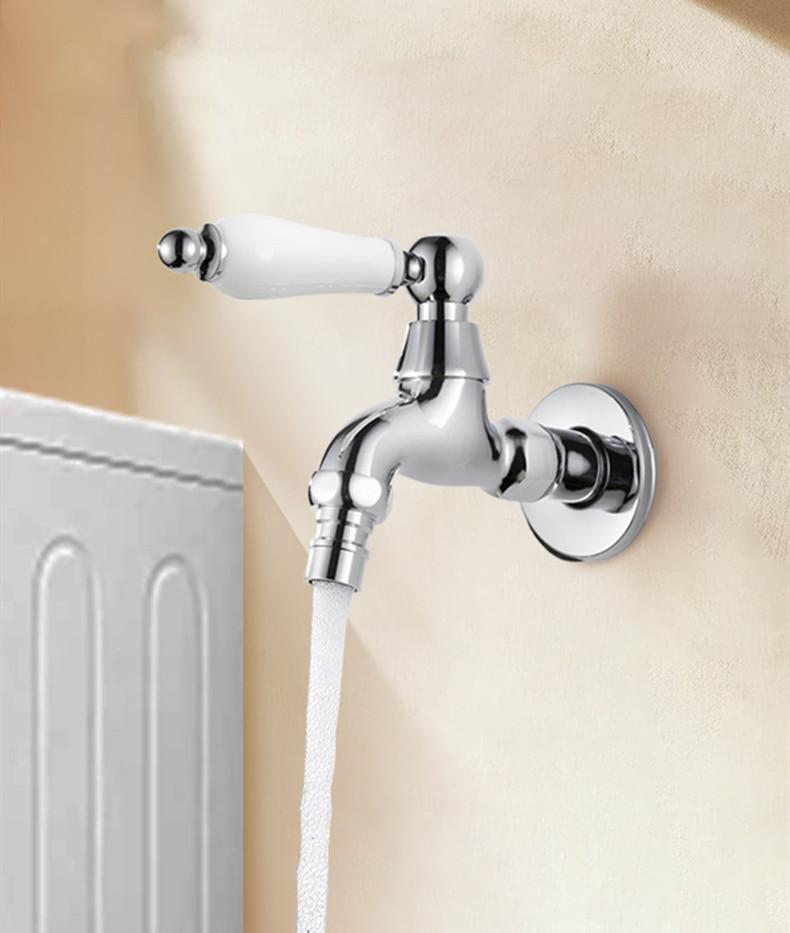 Washing Machine Faucet Gold Outdoor Garden Faucet Wall Moutned Brass Ceramic Handle Single Cold Mop Tap
