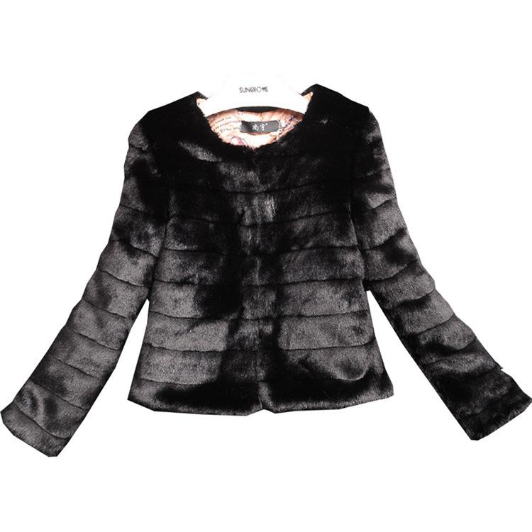 Autumn and winter women's fur coat imitation Rex rabbit hair short top fur integrated versatile European and American thin large size