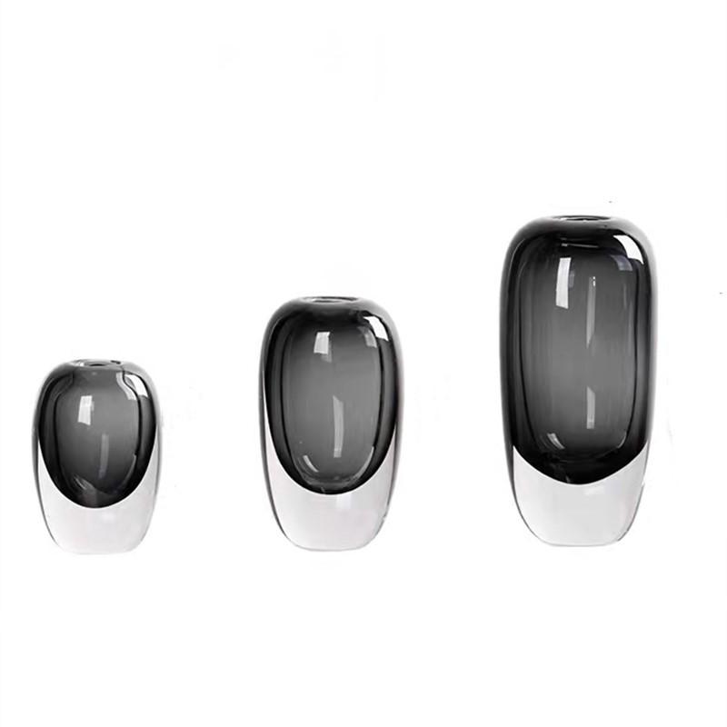 Gray/amber Crystal Vase Flower Pots Decorative Flowers Arrangement Desk Decoration Hydroponics Glass Vases Modern Home Decor