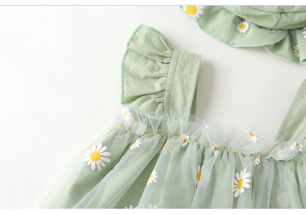 Baby Girl Summer Jumpsuit: 100-Day Birthday Romper with Princess Mesh Skirt