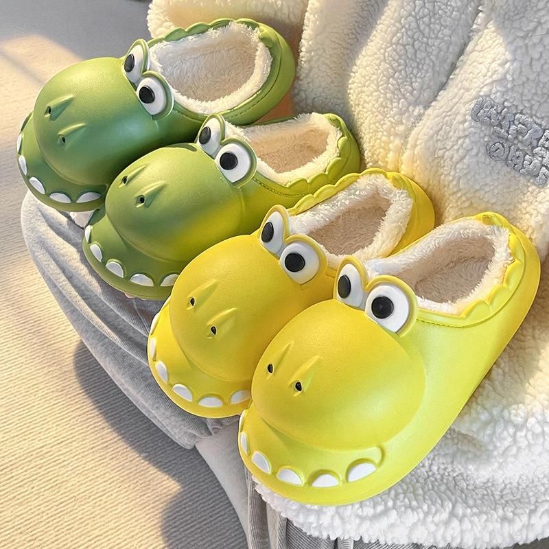 New Baotou dinosaur cotton slippers women's winter warm and waterproof home outdoor wear winter cotton mop
