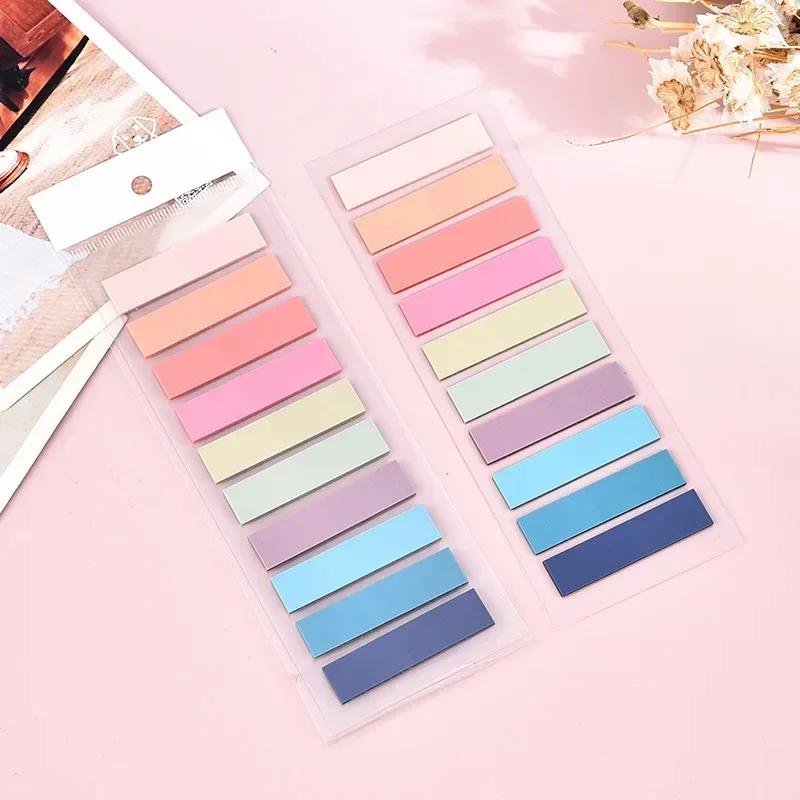 200PCS Index Cool Self-Stick Notes Wide Tag PET Stationery Decals Students Waterproof Notepad Plain Journal Pure Color Notebook