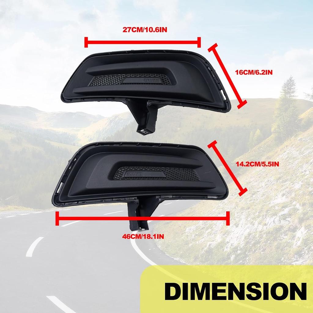 MP&PV Auto Parts Front Bumper Fog Light Cover Set Left and Right, Fog Lamp Bezel Black Cover Trim Compatible with Chevrolet Chevy Cruze 2015