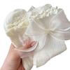 Women's Spring-Summer Ballet Bow Socks - Mid-Calf, Thin Slouch, White JK Style