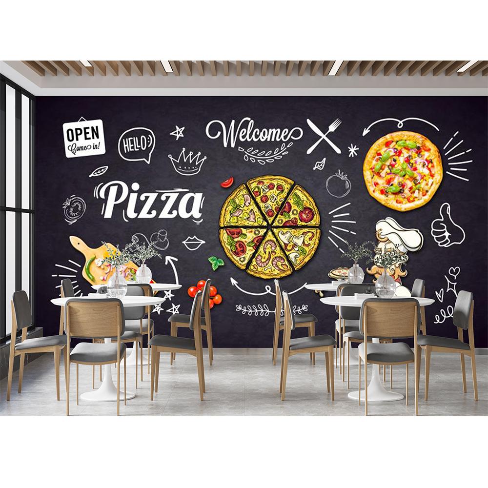 Fototapeta Muralowa Pizza Sklep z Pizzą Tablica Kredowa Tło Mural Ścienny Restauracja Duża Tapeta z Pizzą