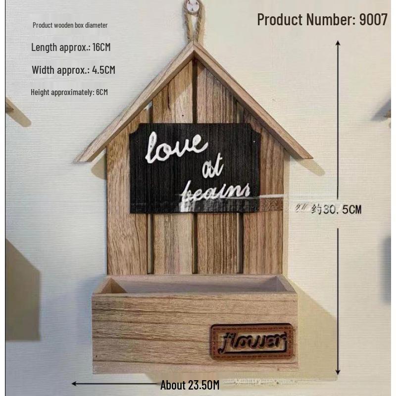 European-style Wooden Wall Hanging Flower Basket with Macrame