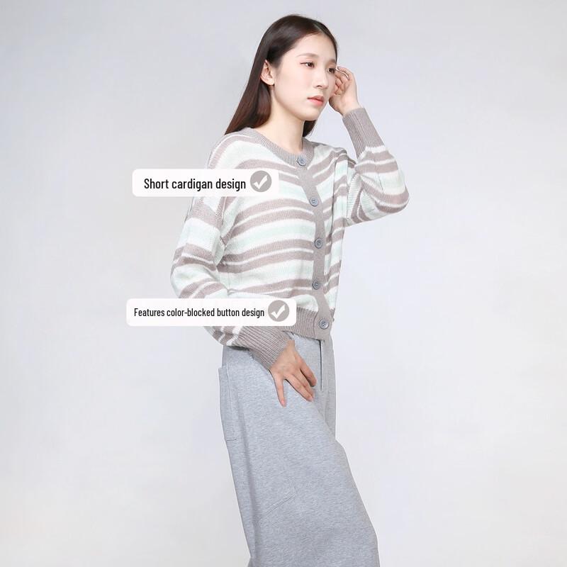 Sweet Basil Women's Casual Striped Long Sleeve Knit Sweater