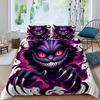 Cheshire Cat Duvet Cover 3 Piece 3D Print Oil Painting Style Quilt Bedding Set With Pillowcase, Microfibre Comforter Cover For C