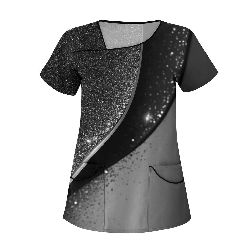 Damenmode Blumendruck Kurzarm Overalls mit Taschen Tops Kleidung