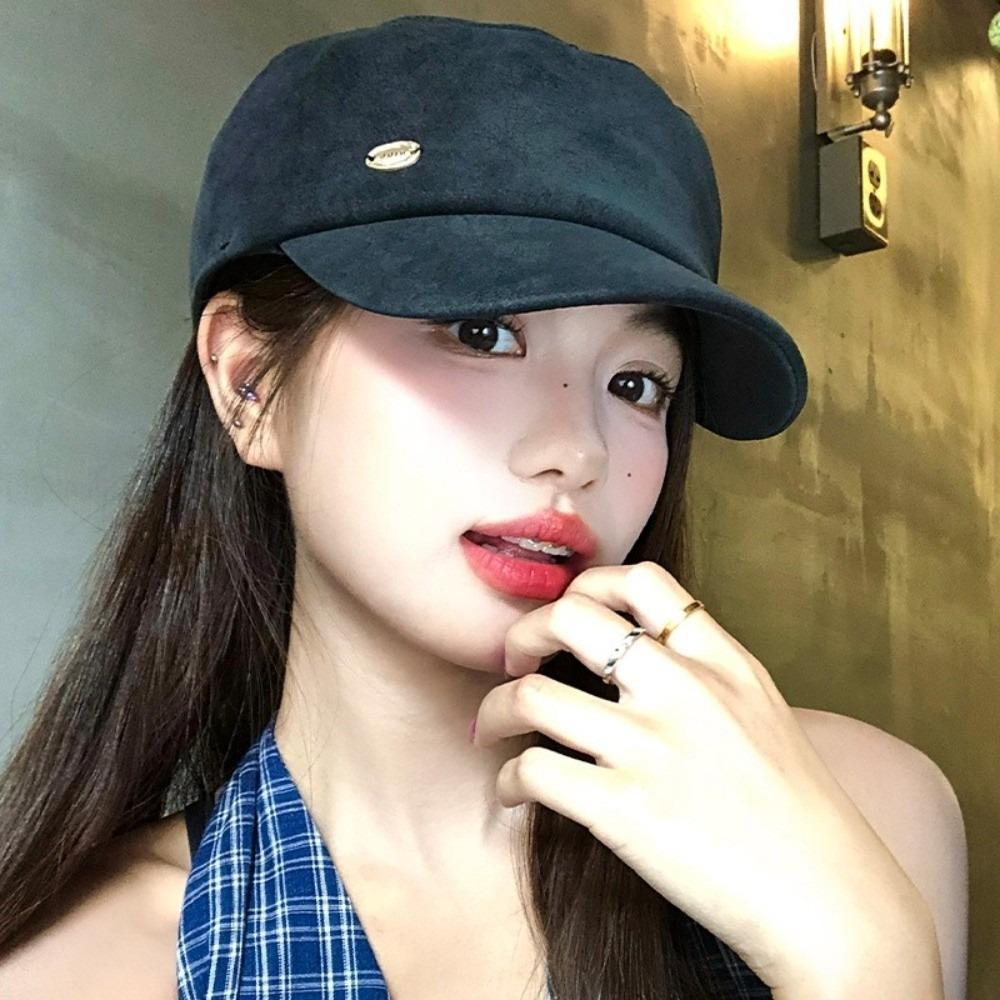 Vintage Suede Beret Flat Brim Beanie Cap Fashion Painter Berets  Women