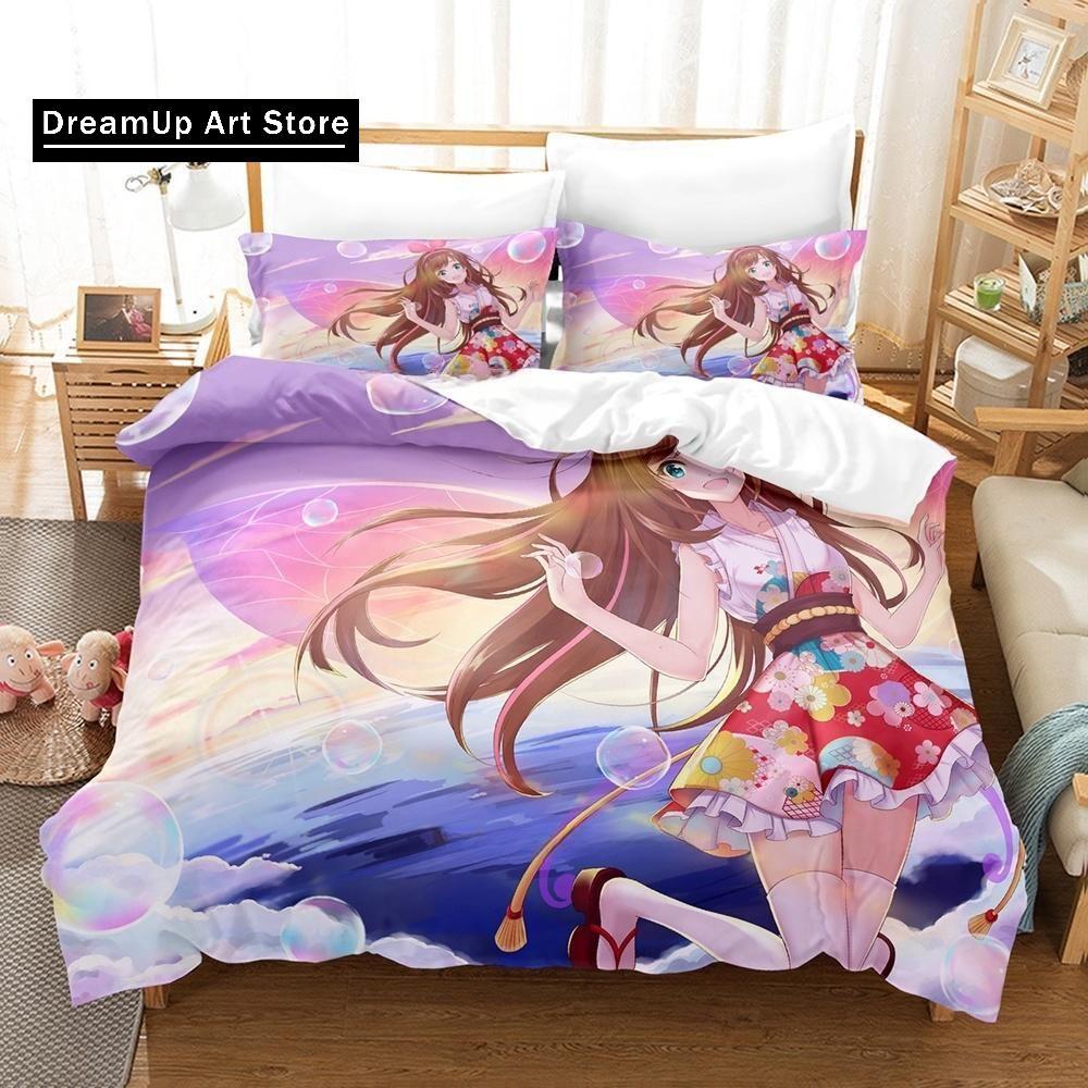 3d Printing anime Kawaii Girls Kizuna AI Bedding Set Single Twin Full Queen King Size Bed Set Adult Kid Bedroom Duvet cover Sets