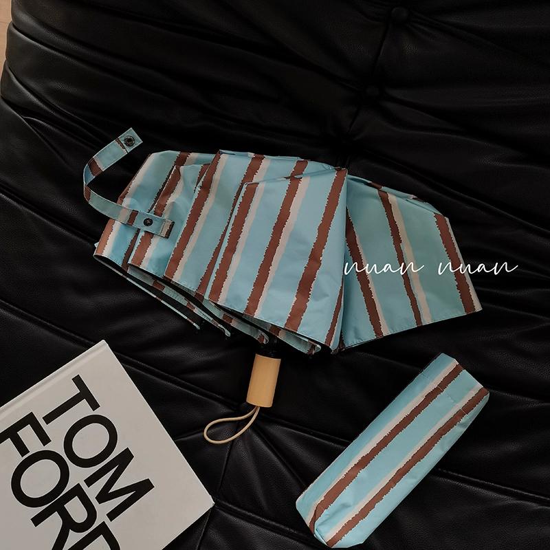 

Зонт с длинной ручкой, полосатый зонт в стиле ретро для женщин, солнечный, дождливый, мятный, манбо, автоматический солнцезащитный зонт с УФ-затенением