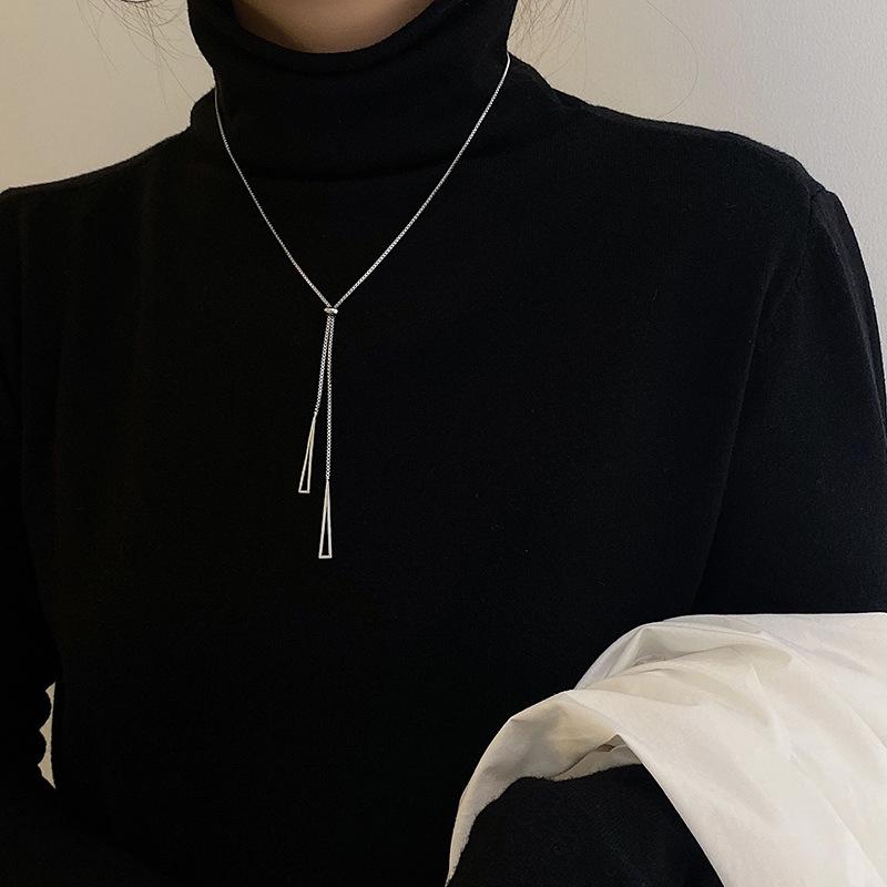 Punk Popular Geometric Sweater Box Chain Female Long Necklace for Women Adjustable Fine Jewelry Wedding Party Birthday Gifts