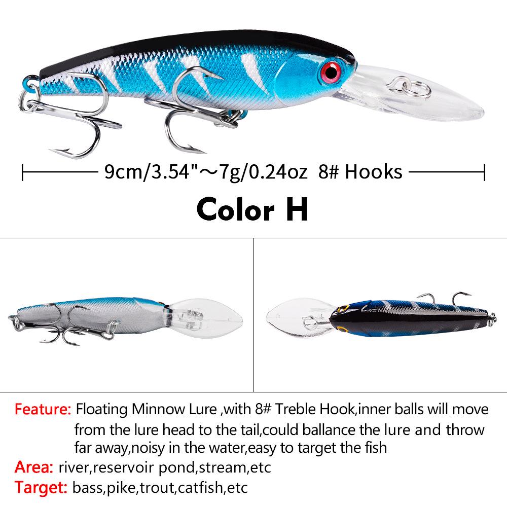 PRO BEROS 9cm/7.28g Minnow Hard Plastic Bionic Fishing Lure - Model DXM006
