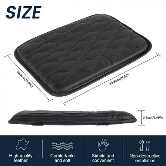 Car Armrest Cushion Cover Center Black PU Console Box Pad Protector Accessories