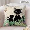 Cartoon Little Black Cat Cushion Cover Silky Short Plush Invisible Zipper Dustproof Sofa Pillow Case For Home Decor