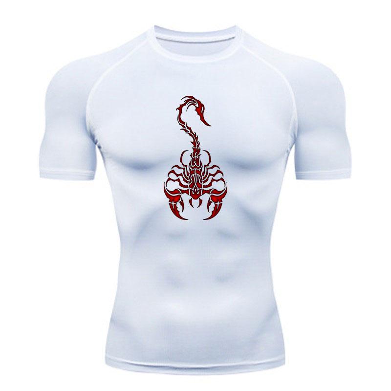Men's Compression Fitness Sports T-Shirt, Red Tribal Scorpio