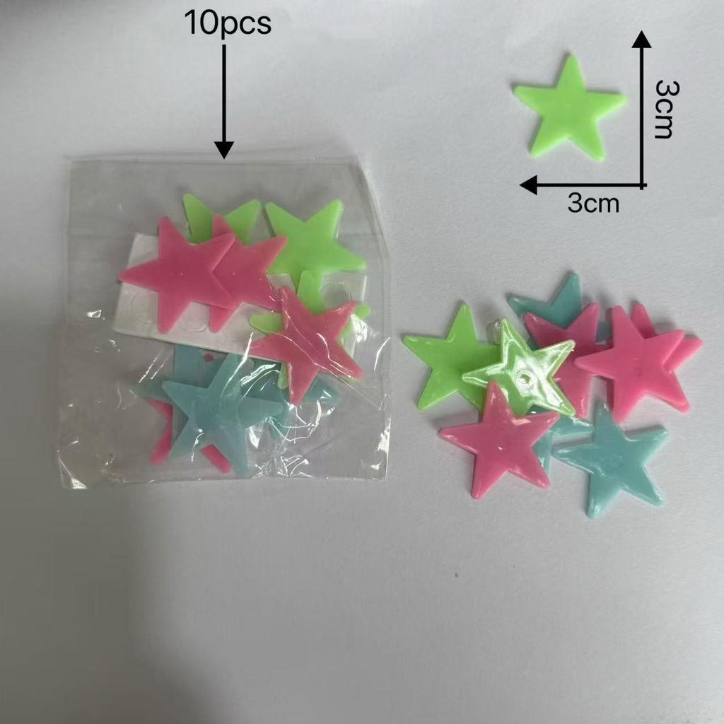 Luminous Star Wall and Window Stickers - Fluorescent 5-Point Stars with 3D Fridge Magnets