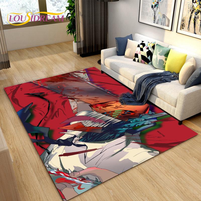 3D Anime Chainsaw Man Denji Cartoon Area Rug,Carpet Rug for Living Room Bedroom Sofa Doormat Decoration, Kids Non-slip Floor Mat