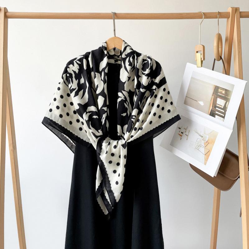 Silk Scarf Big Square Scarf for Women's Spring New High-end Touching Double-sided Digital Printed Shawl Scarf