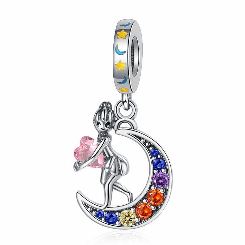 925 Silver Blue Starry Sky Rainbow Charm Pendant DIY Bracelet Jewelry Gift for Women Men Fashion Accessories