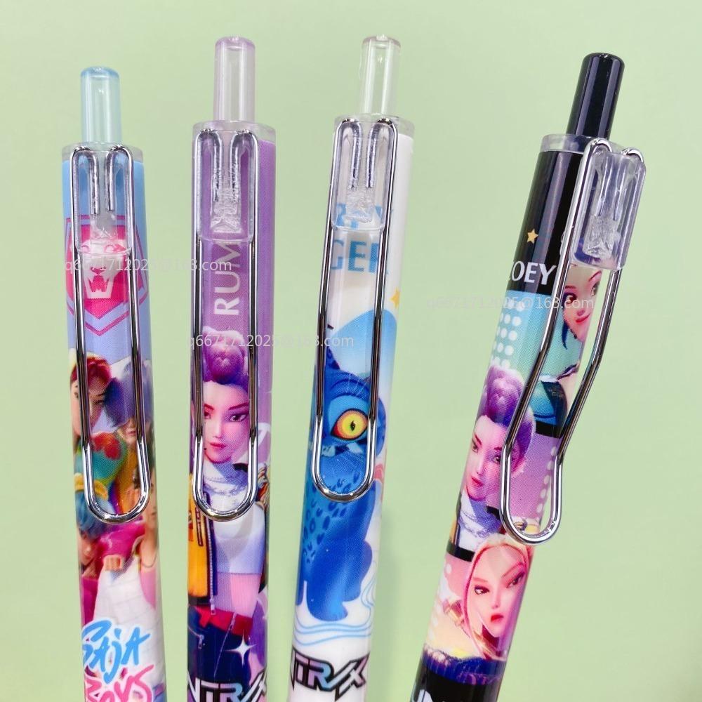 1/4/6/12PCS KPop Demon Hunters Black Ink Pen Student Writinng Draw Gel Pen Anime Figure Stationery Study Supplies Gift 0.5mm