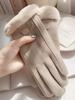 Winter Gloves for Women, Fleece-Lined, Thickened, Warm, Cute, Suede, for Cycling, Cold-Proof, Windproof, Touch Screen, Winter Season