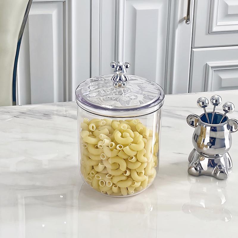 

Прозрачная герметичная банка для еды в форме медведя для закусок, чая и конфет - ПЭТ контейнер для хранения с крышкой