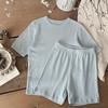 Summer Kids Cotton Pajama Set Class A Baby Breathable Solid Home Wear Two Piece Suit
