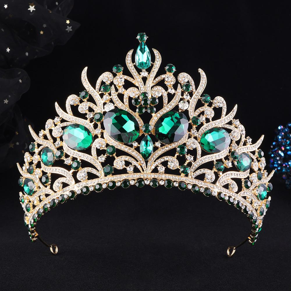 DIEZI 7 Colors Vintage Baroque Luxury Rhinestone Crystal Tiara Women Wedding Party Elegant Bridal Bride Crown Hair Accessories