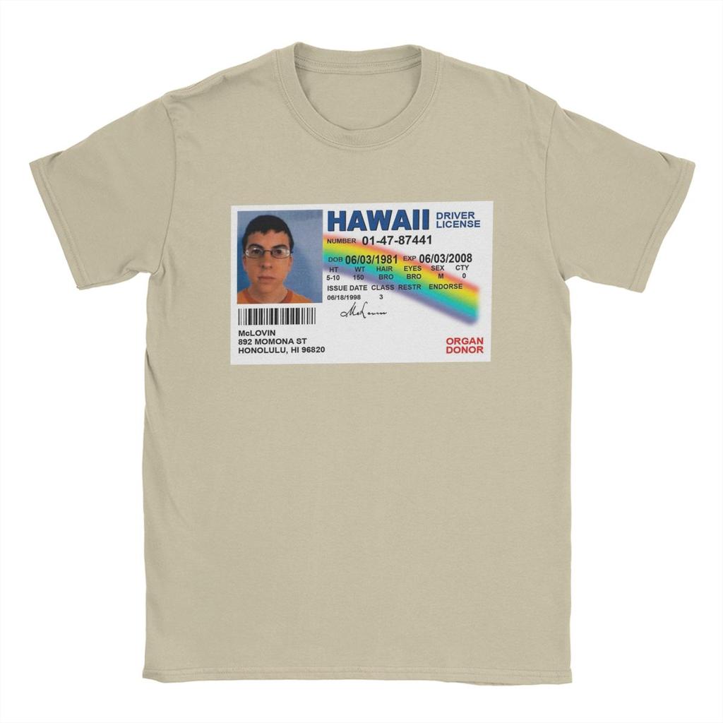 Men's T-Shirt Mclovin ID Superbad Vintage 100% Cotton Tees Short Sleeve T Shirt Crew Neck Tops Summer